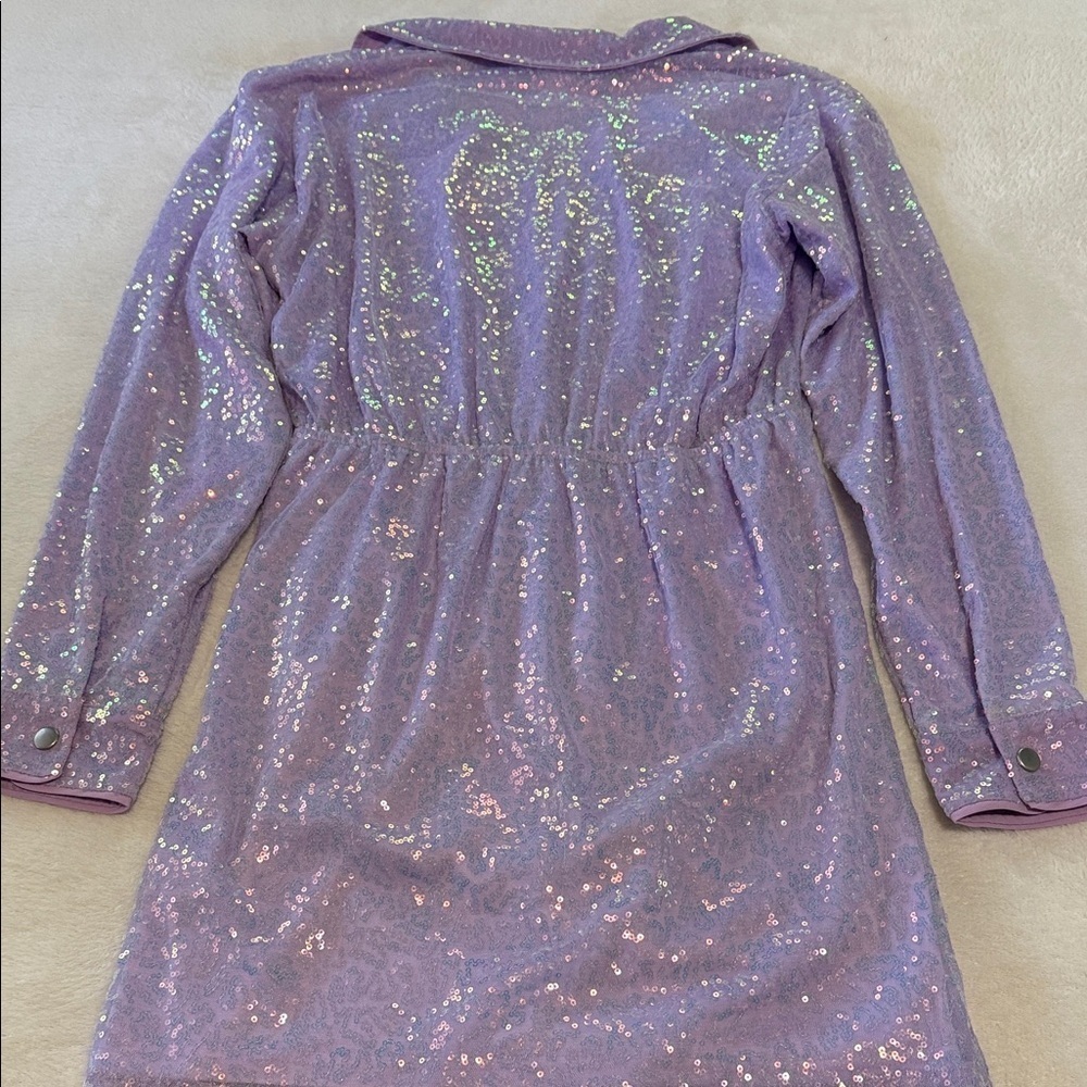 Les Lis Purple Lavender Iridescent Sequin Mini Dress - Picture 12 of 13